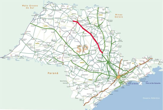 Mapa da Rodovia Washington Luís